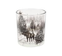 Cosy Home Lot de 6 Bougeoir Forest Moose Noir Transparent 7X7Xh8Cm Verre