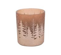 Cosy Home Lot de 6 Bougeoirs en Verre Cracke Trees,Vieux Rose, 7X7Xh8Cm