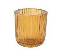 Cosy Home Lot de 6 Bougeoirs en Verre Ribs, Ambre, 7,5X7,5Xh8Cm