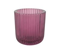 Cosy Home Lot de 6 Bougeoirs en Verre Ribs, Violet, 9X9Xh9Cm