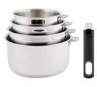 Cosy & Trendy Batterie de cuisine en Acier inoxydable, manche amovible, 5 pièces, sans PFAS, tous feux dont induction, Noir