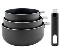 Cosy & Trendy Batterie de cuisine en Aluminium, anti-adhésive, manche amovible, 4 pièces, sans PFAS, Tous feux dont induction, Noir