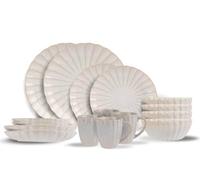 Cosy & Trendy Set de vaisselle Astera Pure - 16 pièces / 4 personnes - 4 assiettes plates, 4 assiettes à soupe, 4 bols et 4 tasses