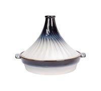 Cosy & Trendy Tajine en Céramique Nora, Blanc-Bleu, Ronde, D31,7xh 23 cm