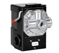 CosyCaya Pressostat de Compresseur d'Air NPT1/4, 95-125 PSI, 4 Ports, Métal | Pressostat: Poignée métallique et détendeur latéral offrent un contrôle sûr. Sécurité renforcée et installation plus fiable.
