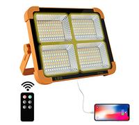 CosyEasy 100W Projecteur LED Rechargeable 10000LM, Lumière de Travail Lanterne Portable avec Panneau Solaire, 16500mAh USB Lampe Rechargeable, pour Camping, Chantier, Garage, Atelier