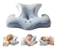 COSYLAND Oreiller Ergonomique Cervical Mémoire de Forme - Coussin Cervicales Douloureuses, Modèle Papillon avec Cavités d’Oreilles, Soutien pour la Nuque, Housse Lavable, Gris