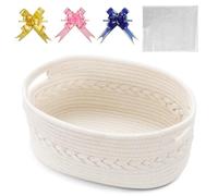 COSYLAND Panier cadeau et panier de rangement en coton mélangé avec nœud | 65 % coton et 35 % polyester, deux poignées, pliable, sac cadeau et nœud, 30 × 20 × 13 cm