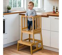 COSYLAND Tour d’Apprentissage Montessori pour Enfants, Sûre et Stable Tour d’Observation Enfant, Chaise d’Apprentissage Montessori à Partir de 18 Mois, Learning Tower - Couleur Naturelle