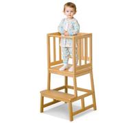 COSYLAND Tour d’Apprentissage Montessori pour Enfants, Sûre et Stable Tour d’Observation Enfant, Chaise d’Apprentissage Montessori à Partir de 18 Mois, Learning Tower - Coloris Naturel