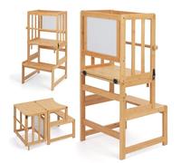 COSYLAND Tour d’Observation Enfant 3-en-1 Montessori en Bambou - Chaise d’Apprentissage Sécurisée Bébé avec Double Dispositif de Sécurité et Design Breveté - Couleur Classic Natural
