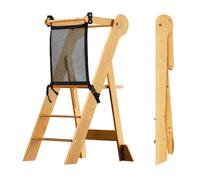 COSYLAND Tour d’Observation Montessori Enfant Pliable - Tour d’Apprentissage Réglable en Hauteur à Partir de 1 an, Kitchen Helper Bébé - Classic Natural