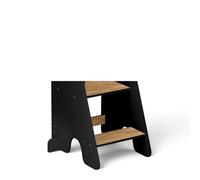 COSYLAND Tour d Observation Montessori Réglable en Hauteur pour Enfants de 18 Mois à 6 Ans, Chaise d Apprentissage en Bois Sécurisée, Design en Forme de R Stable et Moderne,Naturel & Noir