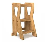 COSYLAND Tour d’Observation pour Enfants, Réglable, Structure en R | 3 Niveaux de Plateforme, Charge Maximale 70 kg, pour la Cuisine et le Lavabo, Naturel
