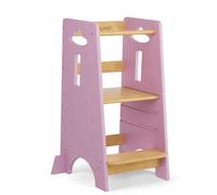 COSYLAND Tour d'apprentissage pour Enfants - Tour d'apprentissage en Bois pour bébés de 1 à 6 Ans - Hauteur réglable sur 3 Niveaux - 80 cm - Classic Rose & Natural