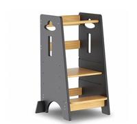 COSYLAND Tour d'apprentissage pour Enfants - Tour d'apprentissage en Bois pour bébés de 1 à 6 Ans - Hauteur réglable sur 3 Niveaux - 80 cm - Gris Classique et Naturel