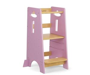 COSYLAND Tour d'apprentissage pour Enfants - Tour d'apprentissage en Bois pour bébés de 1 à 6 Ans - Hauteur réglable sur 3 Niveaux - 80 cm - Classic Rose & Natural