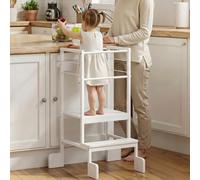 COSYLAND Tour d'Observation Enfant: Acier 3 Hauteurs Blanc | Structure en acier renforcé, Plateforme réglable 3 hauteurs, Charge nominale 50 kg, Cuisine et salle de bain pour enfants