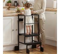 COSYLAND Tour d'Observation Enfant: Acier 3 Hauteurs Noir | Structure en acier renforcé, Plateforme réglable 3 hauteurs, Charge nominale 50 kg, Cuisine et salle de bain pour enfants