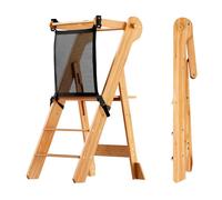COSYLAND Tour D'observation Enfant Pliable Montessori 2 Hauteurs Réglables, Tour d'apprentissage Sécurisée avec Angles Anti-Bascule Chaise pour Enfants de 18 Mois À 6 Ans - Classic Natural