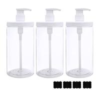 Cosywell Distributeur à Pompe en Plastique Rechargeable avec Ouverture Large, Style Bocal, flacons vides pour Salle de Bain, pour Lotion, shampooing et après-shampooing, Blanc, 3 flacons de 1 000 ML