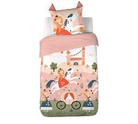 CÔTE DECO Parure de Lit Enfant Princesse - Housse de Couette 140x200 cm + 1 Taie d'oreiller 63x63 cm - Finition Matelassée - Microfibre - 2 Pièces