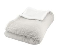 CÔTE DECO Plaid Polaire et Gaze de Coton 130x170cm, Couverture Gris