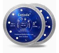 Cotisda Disques de Diamant de 125 mm, Lame de Scie Super Mince pour Meuleuse d'Angle, Disque de Coupe Diamant pour Porcelaine, Granit, Marbre, Carrelage et Céramique (2 Pack)