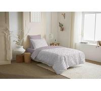 COTON PUR Pack Complet Housse de Couette réversible Vanessa 4 pièces pour lit 90 x 190 (Diana Blush)