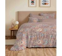 COTON PUR Pack Complet Housse de Couette réversible Vanessa 6 pièces pour lit 160 x 200 (Bergame Nude)