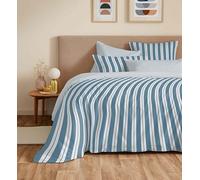 COTON PUR Pack Complet Housse de Couette réversible Vanessa 6 pièces pour lit 160 x 200 (Florence Denim)