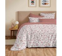COTON PUR Pack Complet Housse de Couette réversible Vanessa 6 pièces pour lit 180 x 200 King Size (Eloise Abricot)