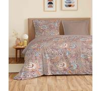 COTON PUR Parure de draps 4 pièces Vanessa pour lit 160 x 200 cm Grande Largeur (Bergame Nude)