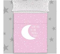 COTTON ARTean Parure de lit pour enfant/adolescent Moon Pink pour lit de 90 x 190/200. 100 % coton.