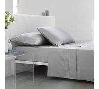 COTTON ARTean Underzy Parure de lit 4 pièces en satin de coton égyptien 300 fils Motif Leuna Gris perle 160 x 190 cm 200 cm