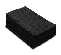 Cotton Craft Euro Café Lot de 8 torchons de Cuisine Polyvalents en Tissu éponge gaufré, Coton filé à l'anneau 2 Plis, qualité 420 g/m², très absorbants et Peu Pelucheux, 40,6 x 71,1 cm, Noir