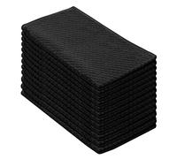 COTTON CRAFT EuroCafe Lot de 12 torchons de Cuisine en Tissu éponge gaufré Noir, 40,6 x 71,1 cm, 100% Coton filé à l'anneau 2 Plis, très absorbants, Faible peluchage, qualité Professionnelle, 400 g,