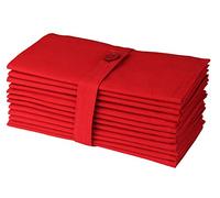 COTTON CRAFT Lot de 12 Serviettes de Table Classiques en Pur Coton de Couleur Unie, 45,7 x 45,7 cm, Rouge