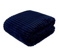 Cotton Market Couverture 170 x 210 cm, double face, douillet, pour jardin d'hiver et balcon, meubles de jardin, bleu marine