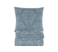 Cotton Market Housse de Couette 155x200 cm - Couette avec 2 Taies d'oreiller 70x80 cm - Linge de Lit et Oreillers - Parure de Lit - Certifié Oeko-Tex - 3 pièces Set - Bleu, Motif