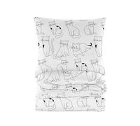 Cotton Market Housse de Couette 200x200 cm - Couette avec 2 Taies d'oreiller 70x80 cm - Linge de Lit et Oreillers - Parure de Lit - Certifié Oeko-Tex - 3 pièces Set - Pistache - Blanc, Chats