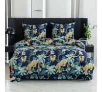 Cotton Market Parure de lit 140x200 cm avec taie d'oreiller - Ensemble 2 pièces - Housse de Couette 140x200 cm et 1 taies d’Oreiller (70x80 cm) - Chat Sauvage