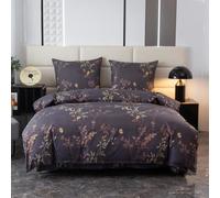 Cotton Market Parure de lit 140x200 cm avec taie d'oreiller - Ensemble 2 pièces - Housse de Couette 140x200 cm et 1 taies d’Oreiller (70x80 cm) - Doré Fleurs