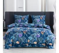 Cotton Market Parure de Lit 160x200 3 Pcs - Housse de Couette avec 2 Taies d'oreiller 70x80 cm - en Coton et Microfibre Douce avec Fermeture Éclair - Certifiée Oeko-TEX, Respirante - Motif Colibri