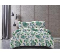 Cotton Market Parure de Lit 160x200 3 Pcs - Housse de Couette avec 2 Taies d'oreiller 70x80 cm - en Coton et Microfibre Douce avec Fermeture Éclair - Certifiée Oeko-TEX, Respirante - Motif Fougère