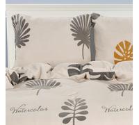 Cotton Market Parure de lit 160x200 cm avec taie d'oreiller - Coton Microfibre - Ensemble 3 pièces - Housse de Couette 160x200 cm et 2 taies d’Oreiller (70x80 cm) - Beige, Fleurs