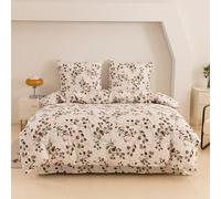 Cotton Market Parure de lit 160x200 cm avec taie d'oreiller - Ensemble 3 pièces - Housse de Couette 160x200 cm et 2 taies d’Oreiller (70x80 cm) - Fleurs