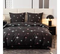 Cotton Market Parure de lit 160x200 cm avec taie d'oreiller - Ensemble 3 pièces - Housse de Couette 160x200 cm et 2 taies d’Oreiller (70x80 cm) - Étoiles