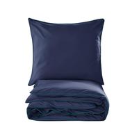 Cotton Market - Parure de lit 160x200 cm - Coton Microfibre - Ensemble 2 pièces - Housse de Couette 160x200 cm et 2 taies d’Oreiller 70x80 cm - Bleu Marine