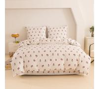 Cotton Market Parure de lit 200x200 cm avec taie d'oreiller - Ensemble 3 pièces - Housse de Couette 200x200 cm et 2 taies d’Oreiller (70x80 cm) - Roses